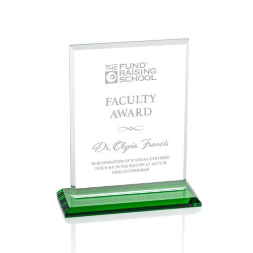 Awards and Trophies - Crystal Awards - Vitalia Green Rectangle Crystal Award