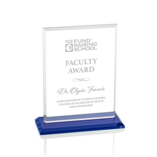 Awards and Trophies - Crystal Awards - Vitalia Blue  Rectangle Crystal Award