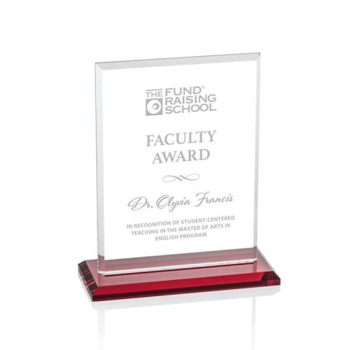Awards and Trophies - Crystal Awards - Vitalia Red  Rectangle Crystal Award