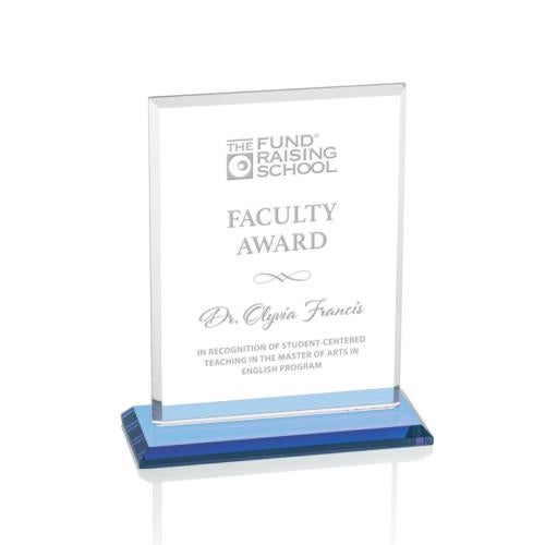 Awards and Trophies - Crystal Awards - Vitalia Sky Blue Rectangle Crystal Award