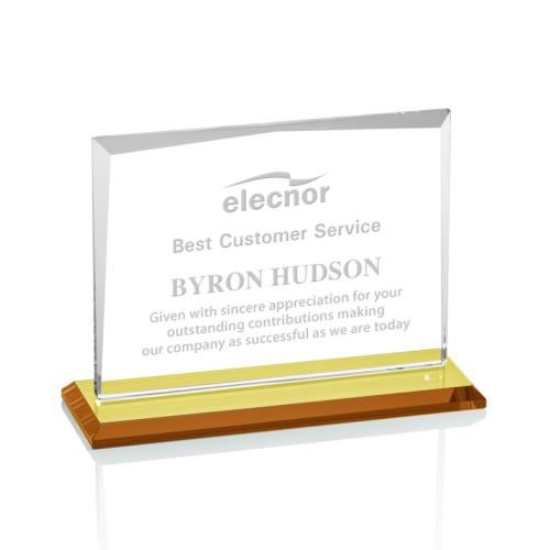 Awards and Trophies - Crystal Awards - Lismore Amber Rectangle Crystal Award