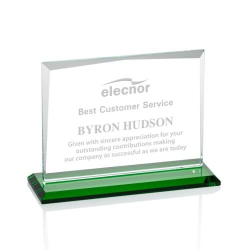 Awards and Trophies - Crystal Awards - Lismore Green Rectangle Crystal Award