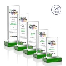 Employee Gifts - Holmes Full Color Green  Rectangle Crystal Award