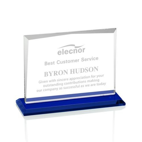 Awards and Trophies - Crystal Awards - Lismore Blue  Rectangle Crystal Award