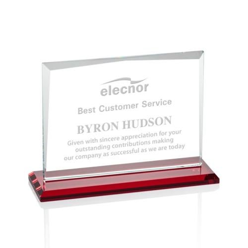 Awards and Trophies - Crystal Awards - Lismore Red  Rectangle Crystal Award
