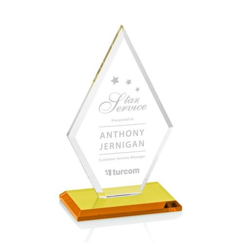 Awards and Trophies - Crystal Awards - Tuscany Amber Diamond Crystal Award