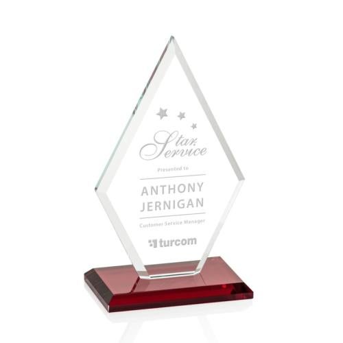 Awards and Trophies - Crystal Awards - Tuscany Red Diamond Crystal Award
