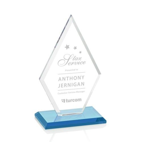Awards and Trophies - Crystal Awards - Tuscany Sky Blue Diamond Crystal Award