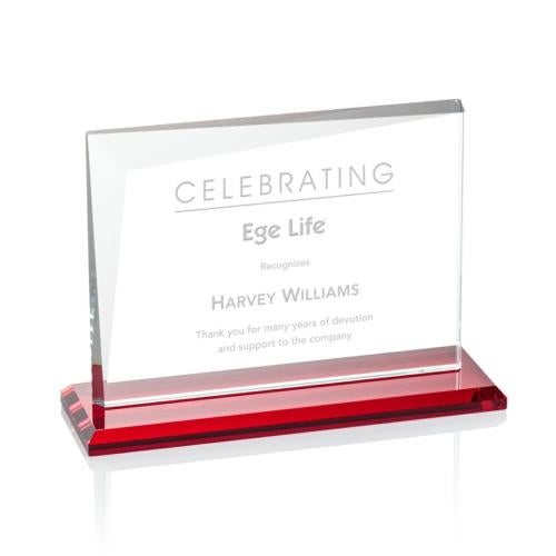 Awards and Trophies - Crystal Awards - Mirela Red  Rectangle Crystal Award
