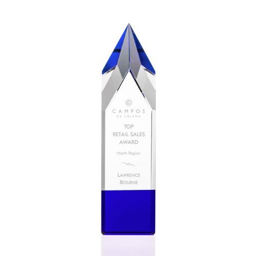 Awards and Trophies - Crystal Awards - Coventry Blue  Obelisk Crystal Award
