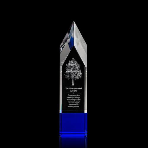 Awards and Trophies - Crystal Awards - Coventry 3D Blue Obelisk Crystal Award