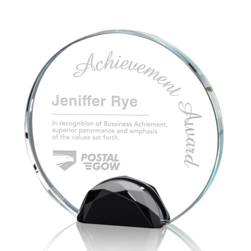 Awards and Trophies - Crystal Awards - Maplin Black Circle Crystal Award