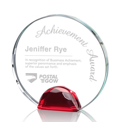 Awards and Trophies - Crystal Awards - Maplin Red Circle Crystal Award