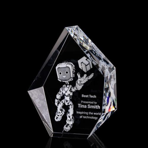 Awards and Trophies - Crystal Awards - Brickell 3D Polygon Crystal Award