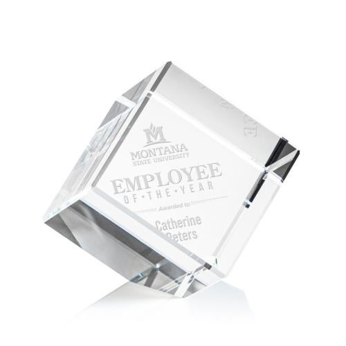 Awards and Trophies - Crystal Awards - Burrill Corner Cube Square / Cube Crystal Award