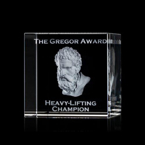Awards and Trophies - Crystal Awards - Granby Cube Square / Cube 3D Crystal Award