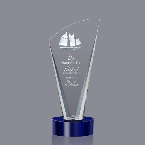 Awards and Trophies - Crystal Awards - Brampton 3D Blue  Peaks Crystal Award