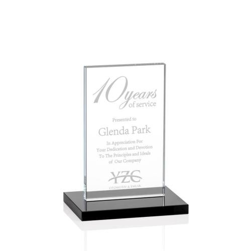 Awards and Trophies - Crystal Awards - Heathrow Black  Rectangle Crystal Award