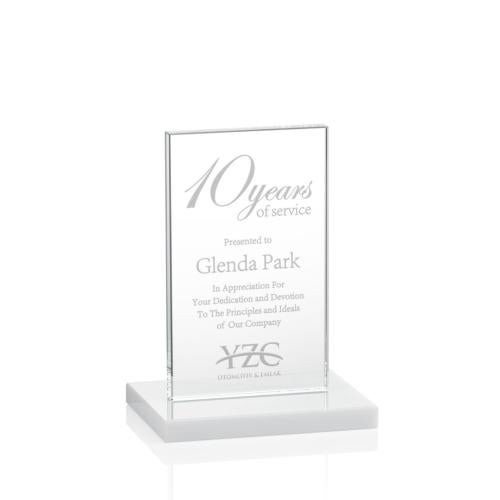 Awards and Trophies - Crystal Awards - Heathrow White Rectangle Crystal Award