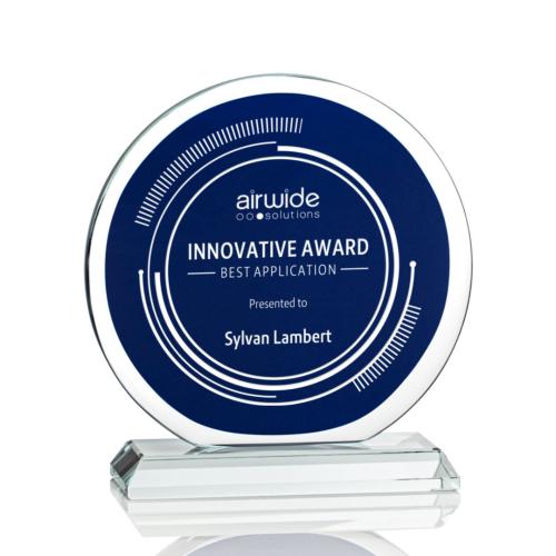 Awards and Trophies - Crystal Awards - Marcelina Blue Circle Crystal Award