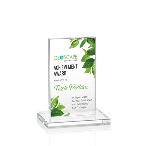 Awards and Trophies - Crystal Awards - Heathrow Full Color Clear Rectangle Crystal Award