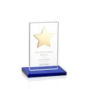 Dallas Star Blue/Gold Rectangle Crystal Award