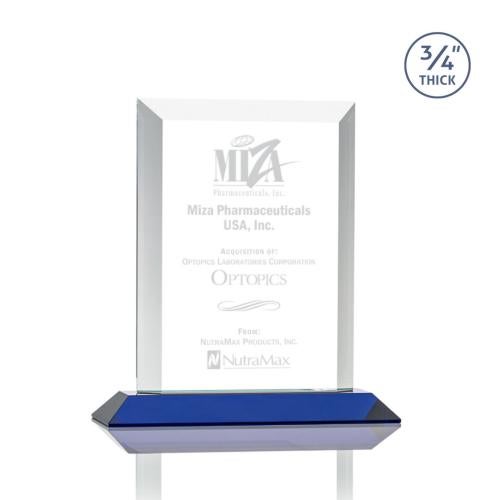Awards and Trophies - Crystal Awards - Harrington Blue  Rectangle Crystal Award
