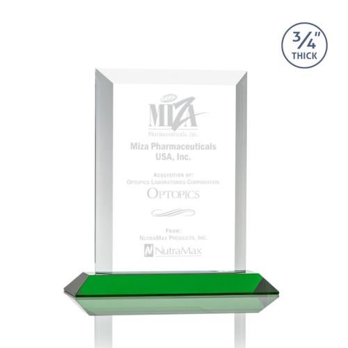 Awards and Trophies - Crystal Awards - Harrington Green Rectangle Crystal Award