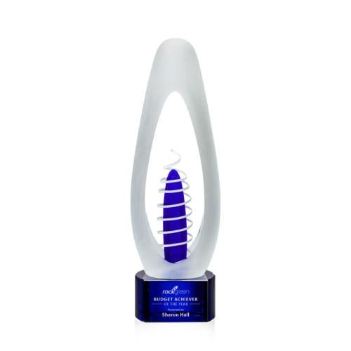 Awards and Trophies - Crystal Awards - Glass Awards - Art Glass Awards - Aspetti Blue Tear Drop Glass Award