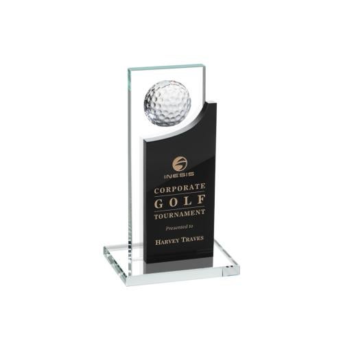 Awards and Trophies - Crystal Awards - Redmond Golf Black  Rectangle Crystal Award