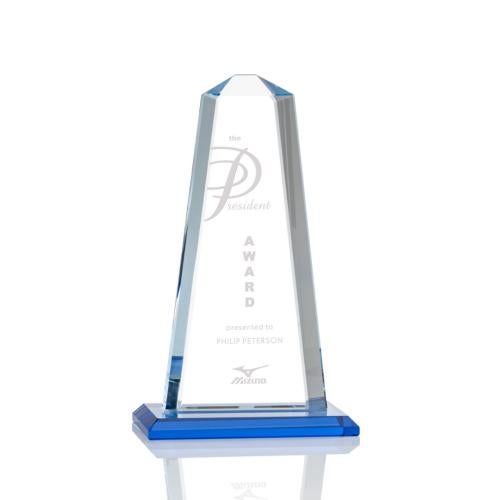 Awards and Trophies - Crystal Awards - Pinnacle Sky Blue Towers Crystal Award