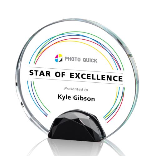 Awards and Trophies - Crystal Awards - Maplin Full Color Black Circle Crystal Award