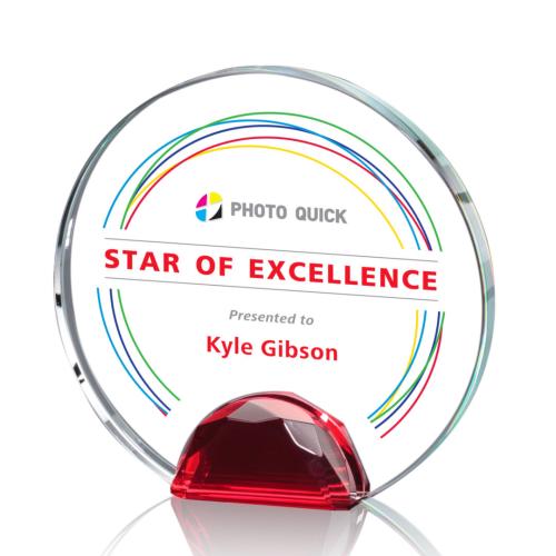 Awards and Trophies - Crystal Awards - Maplin Full Color Red Circle Crystal Award
