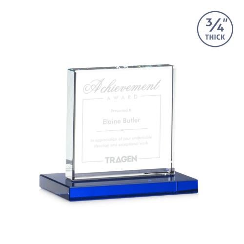 Awards and Trophies - Crystal Awards - Terra Blue Square / Cube Crystal Award