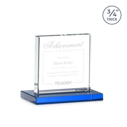 Awards and Trophies - Crystal Awards - Terra Sky Blue  Square / Cube Crystal Award