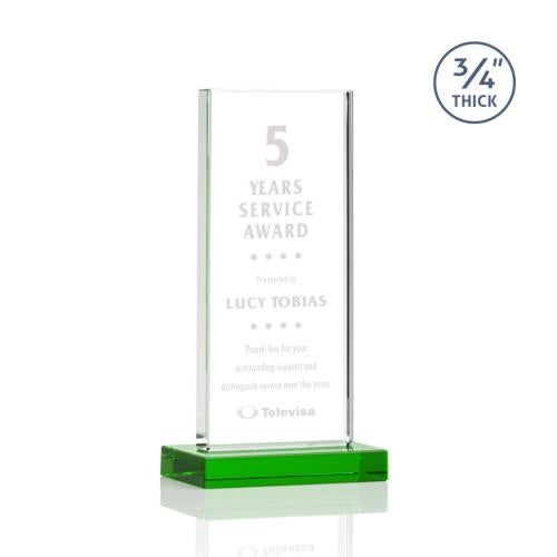 Awards and Trophies - Crystal Awards - Arizona Green  Rectangle Crystal Award