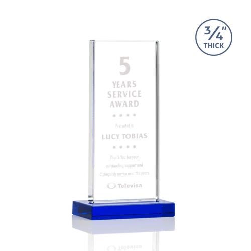 Awards and Trophies - Crystal Awards - Arizona Blue Rectangle Crystal Award