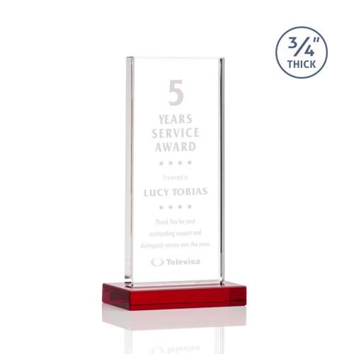 Awards and Trophies - Crystal Awards - Arizona Red  Rectangle Crystal Award