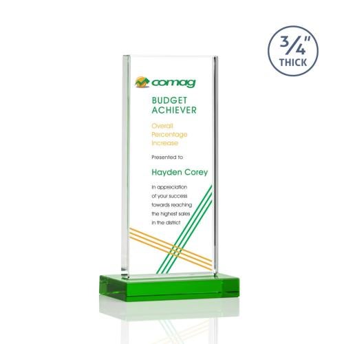 Awards and Trophies - Crystal Awards - Arizona Full Color Green Rectangle Crystal Award