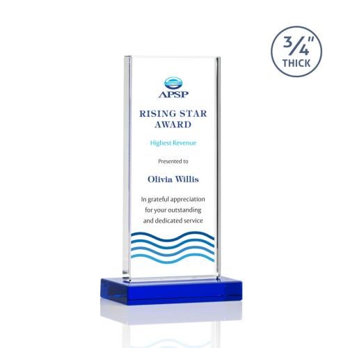 Awards and Trophies - Crystal Awards - Arizona Full Color Blue Rectangle Crystal Award