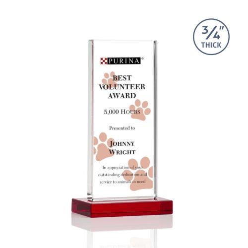 Awards and Trophies - Crystal Awards - Arizona Full Color Red Rectangle Crystal Award