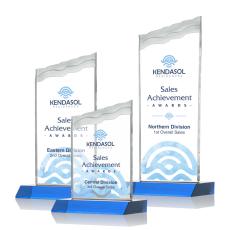 Oakwood Full Color Sky Blue Peaks Crystal Award - Full Color Imprint