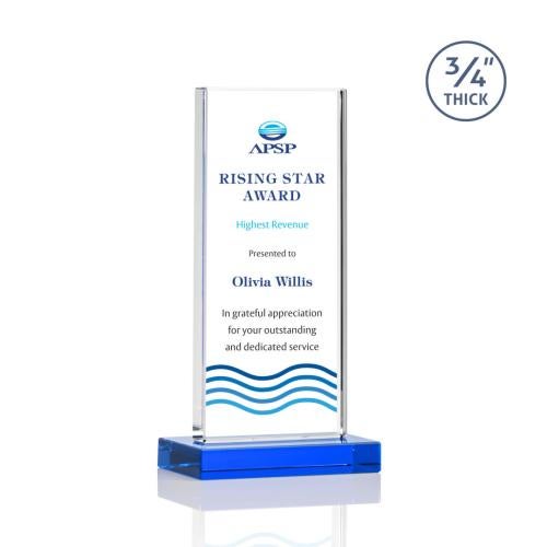 Awards and Trophies - Crystal Awards - Arizona Full Color Sky Blue Rectangle Crystal Award