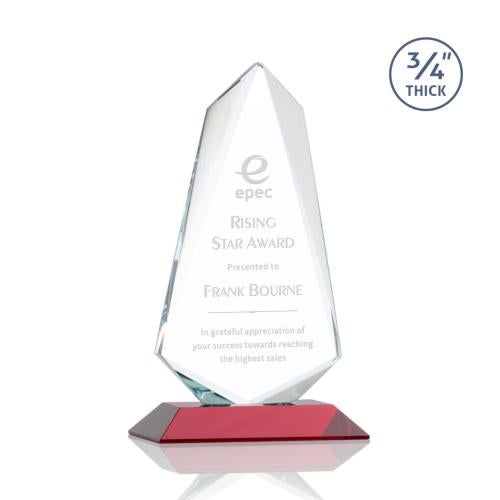 Awards and Trophies - Crystal Awards - Sheridan Red Unique Crystal Award