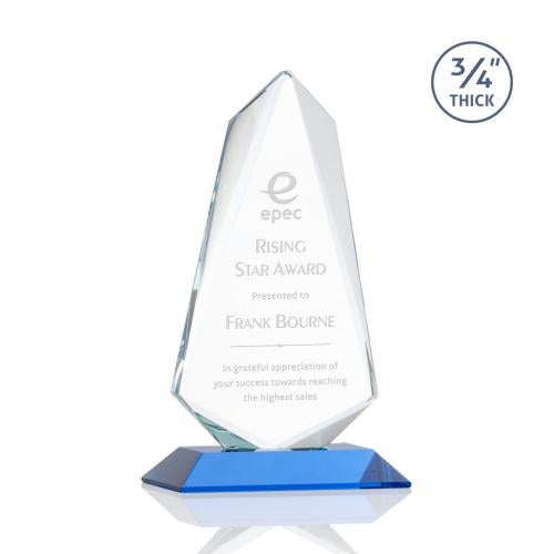 Awards and Trophies - Crystal Awards - Sheridan Sky Blue  Unique Crystal Award