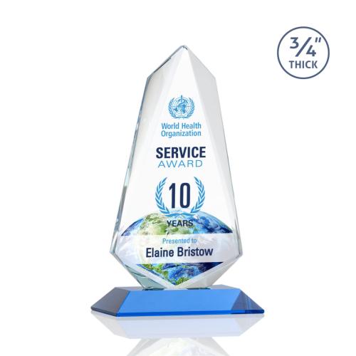 Awards and Trophies - Crystal Awards - Sheridan Full Color Sky Blue Unique Crystal Award