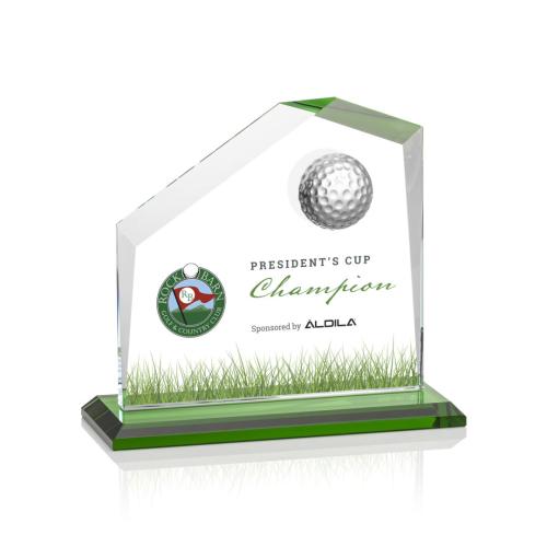 Awards and Trophies - Crystal Awards - Andover Full Color Golf Green Peaks Crystal Award