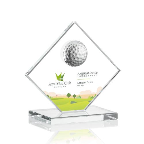 Awards and Trophies - Crystal Awards - Barrick Golf Full Color Clear Diamond Crystal Award