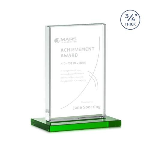 Awards and Trophies - Crystal Awards - Manhattan Green Rectangle Crystal Award