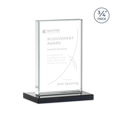 Awards and Trophies - Crystal Awards - Manhattan Black  Rectangle Crystal Award
